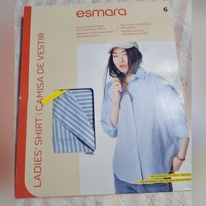 Esmara Light Blue Striped Ladies' Shirt 6 New 100 % Cotton